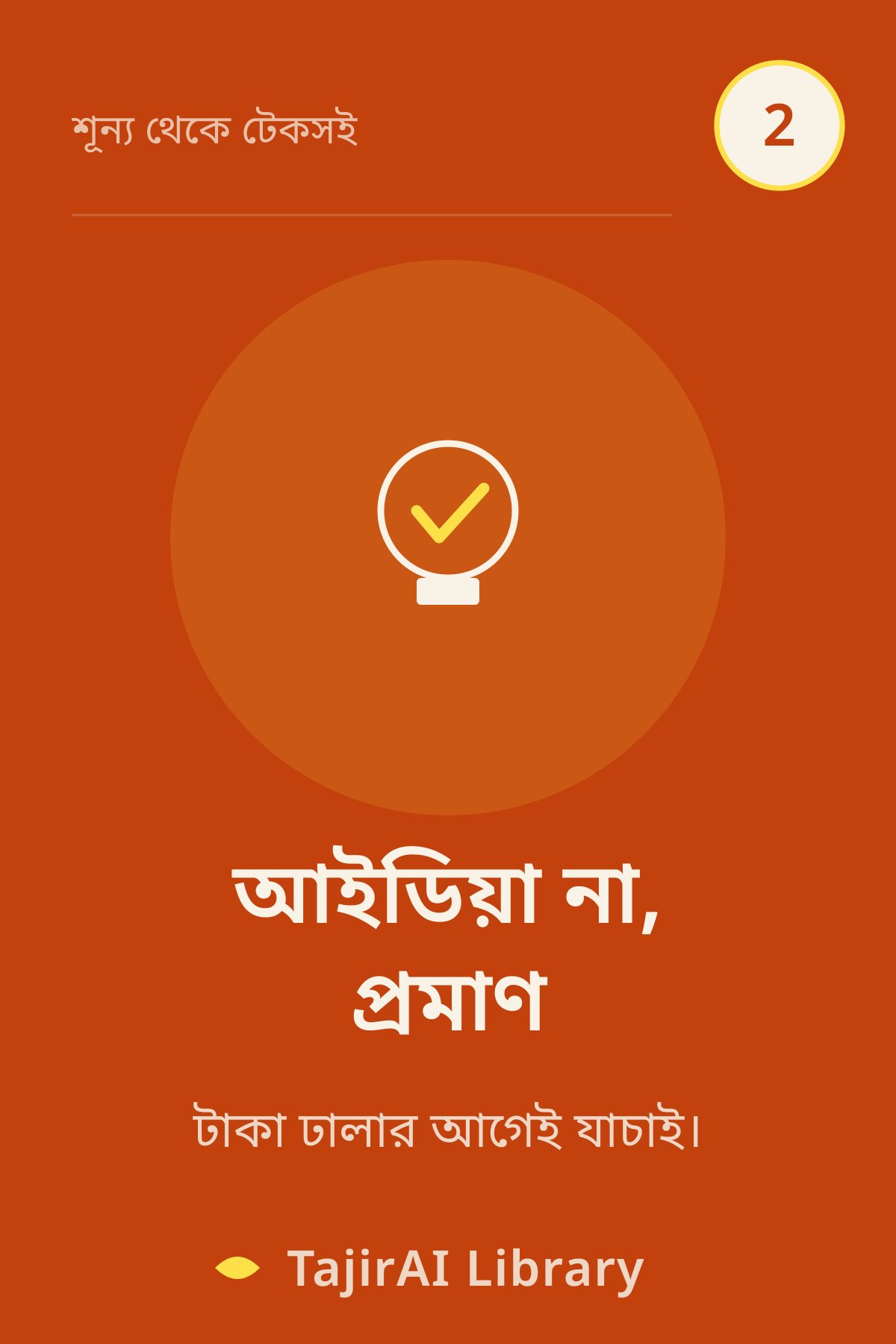 Cover of ২ - আইডিয়া না, প্রমাণ (Idea Validation - Proof, Not Just Ideas) | "শূন্য থেকে টেকসই ব্যবসা" সিরিজ