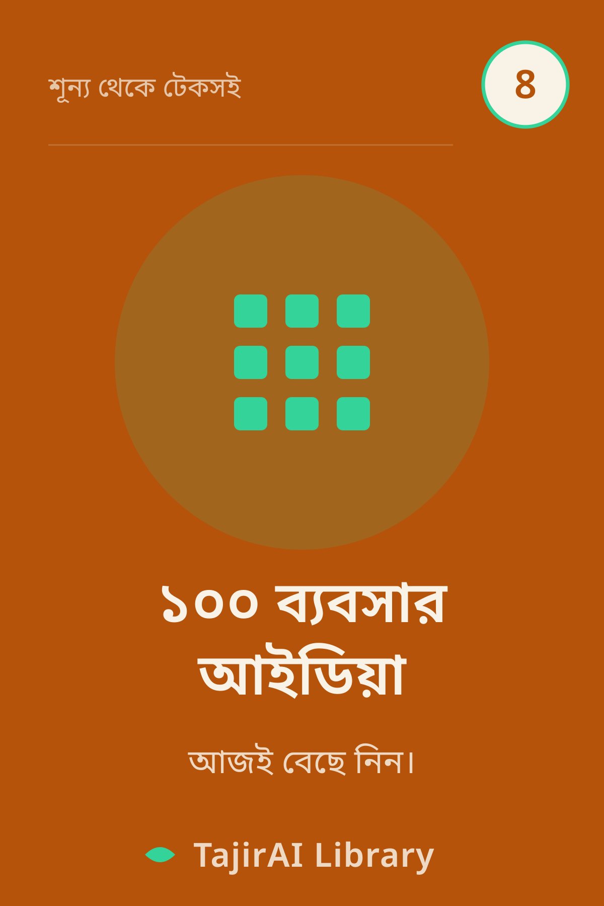 Cover of ৮ - ১০০ ব্যবসার আইডিয়া (100 Business Ideas) | "শূন্য থেকে টেকসই ব্যবসা" সিরিজ